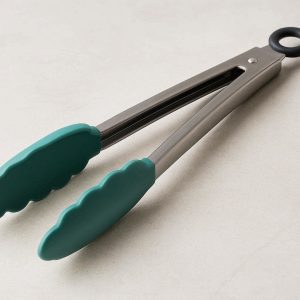Silicone Food Tongs with Scalloped Tip for Non Stick Cookware