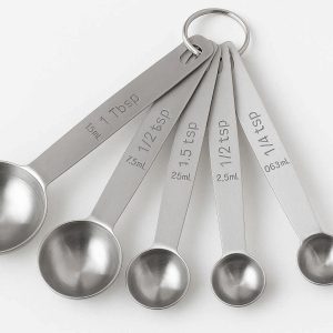 Stainless Steel Measuring Spoon Set of 6 with Engraved Markings for Baking