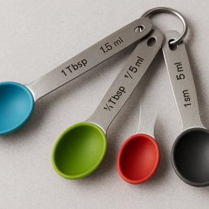 Silicone and Stainless Steel Measuring Spoon Set for Wet and Dry Ingredients